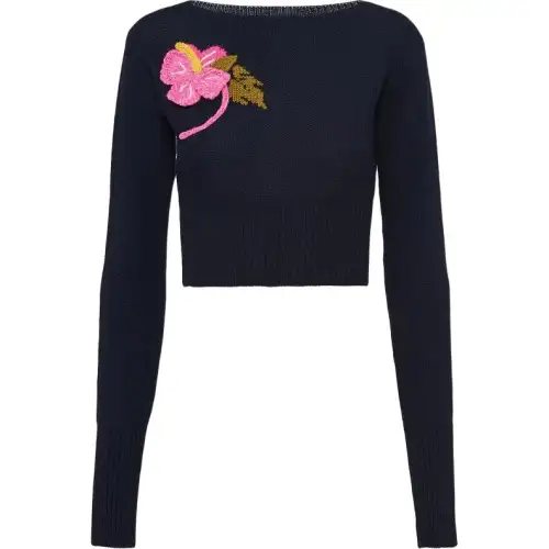 PRADA Sweaters Women's Black Crew Neck Moderate Other