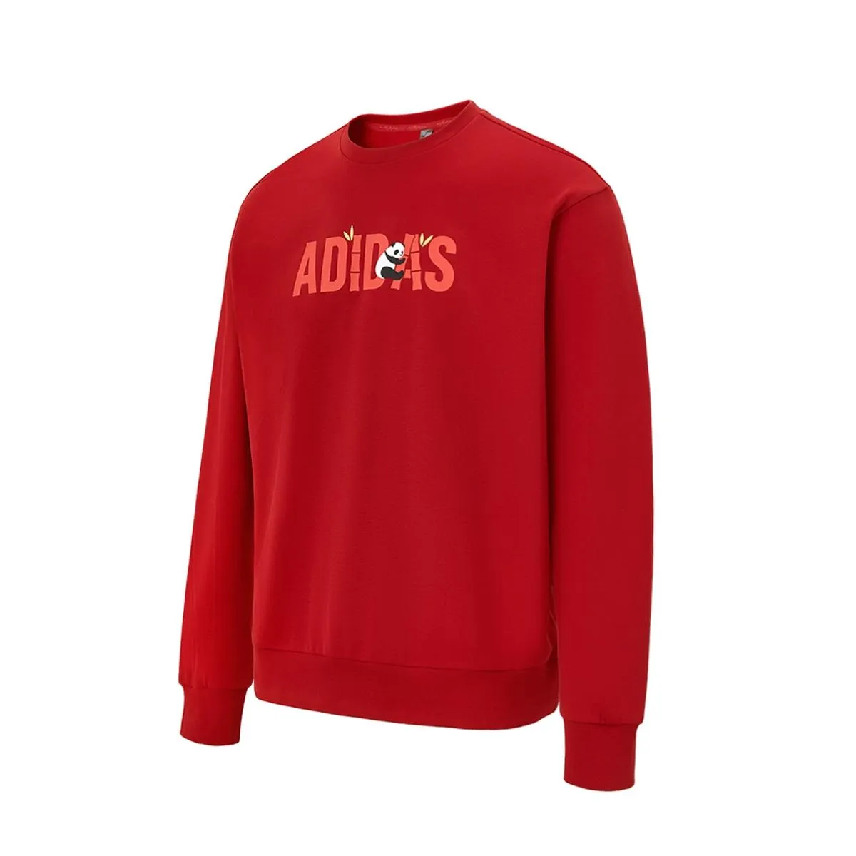 Adidas Sweatshirts Men's Red Crew Neck Moderate Straight Fit