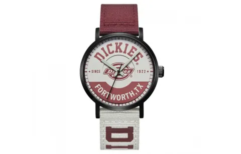 Dickies Wrist Watches Quartz Movement Nylon Strap Red Watch Dial Unisex