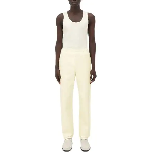 Bottega Veneta Shiny Leather Elasticated Trousers Casual Pants Men's Yellow