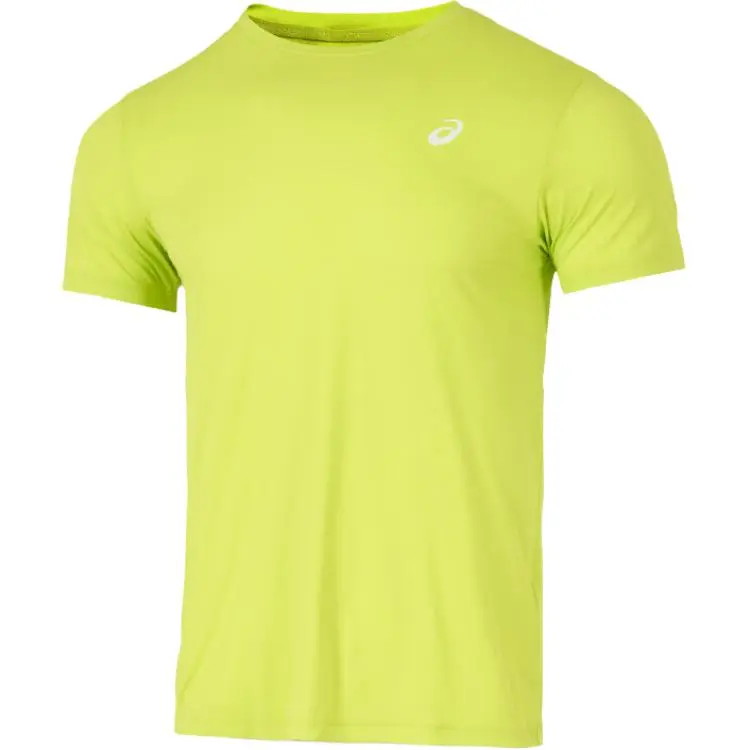 ASICS T-Shirts Men's Neon Green Crew Neck Moderate Straight Fit