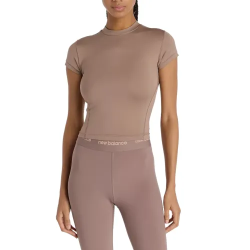 New Balance T Shirts Women's Brown Crew Neck