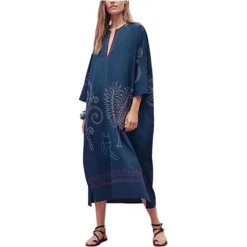 HERMES Long Sleeved Dresses Women's Dark Blue Moderate Mid Length