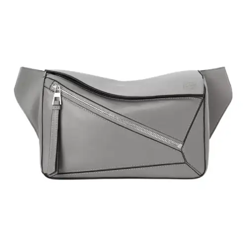 LOEWE Puzzle Smooth Cow Leather Sling Bag, Fanny Pack Small Women's Asphalt Gray