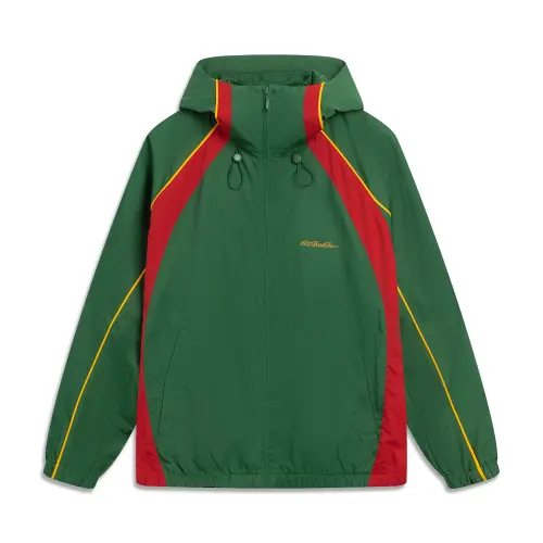LiNing Li Ning Shao Bu Ru Sichuan Basketball Series Simple, Comfortable and Versatile Hooded Loose Color Block Sports Windbreaker Men's Eden Green
