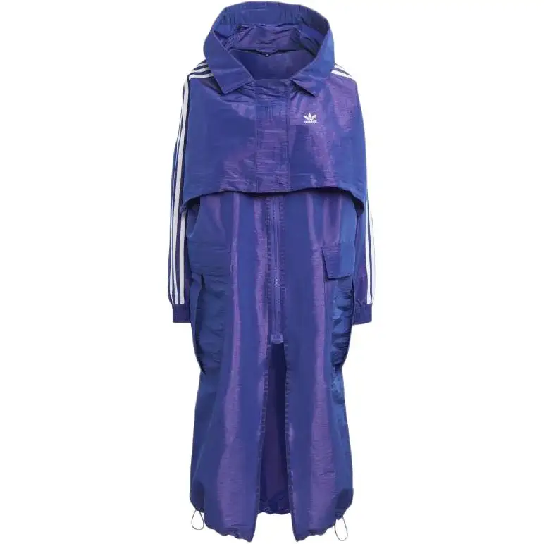 Adidas Originals Trench Coats Women's Blue Hooded Moderate