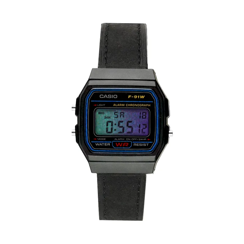 CASIO Custom Collection Quartz Movement Genuine Leather Strap Watch Unisex Black Dial