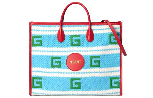 GUCCI Fabric With Leather Shoulder Bag, Crossbody Bag, Handbag Women's Blue/Red/Green