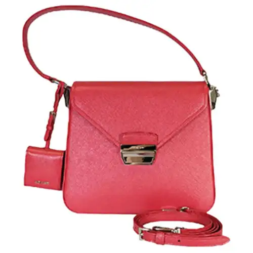PRADA Saffiano Leather Shoulder Bag, Handbag Regular Women's Red