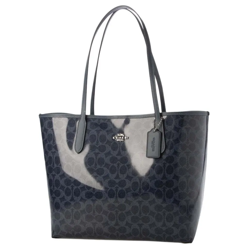 COACH City Coated Canvas Tote Bag, Shopping Bag, Handbag, Shoulder Bag Large Women's Dark Blue