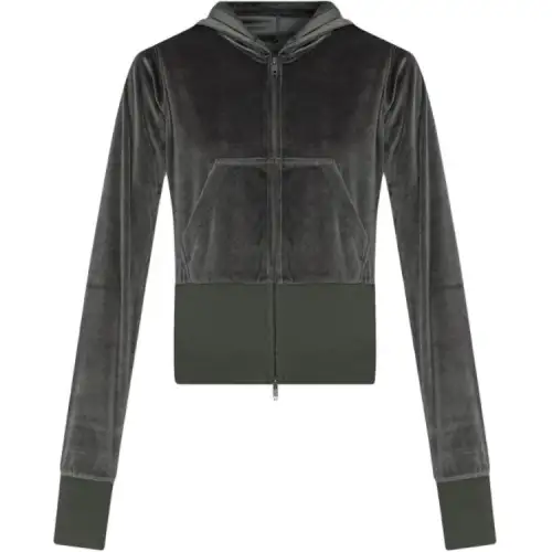 Balenciaga Velvet Zip Up Hooded Jacket