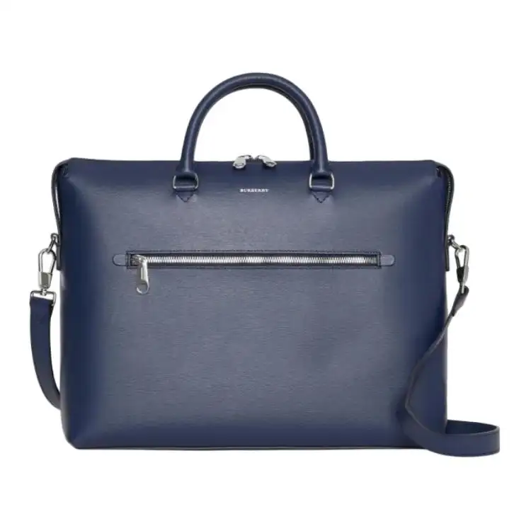 Burberry Leather One Shoulder Crossbody Handheld Briefcase Large Men's Marine Blue