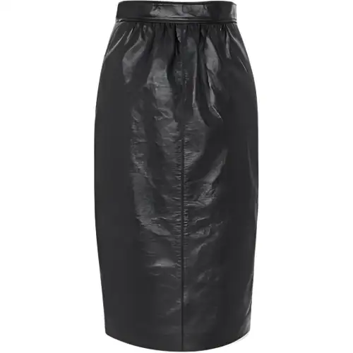 SAINT LAURENT Pleated Leather Pencil Skirt