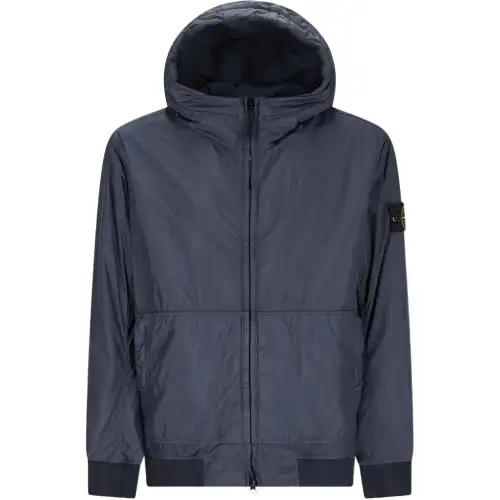 STONE ISLAND Logo Patch Zip Up Hooded Jacket