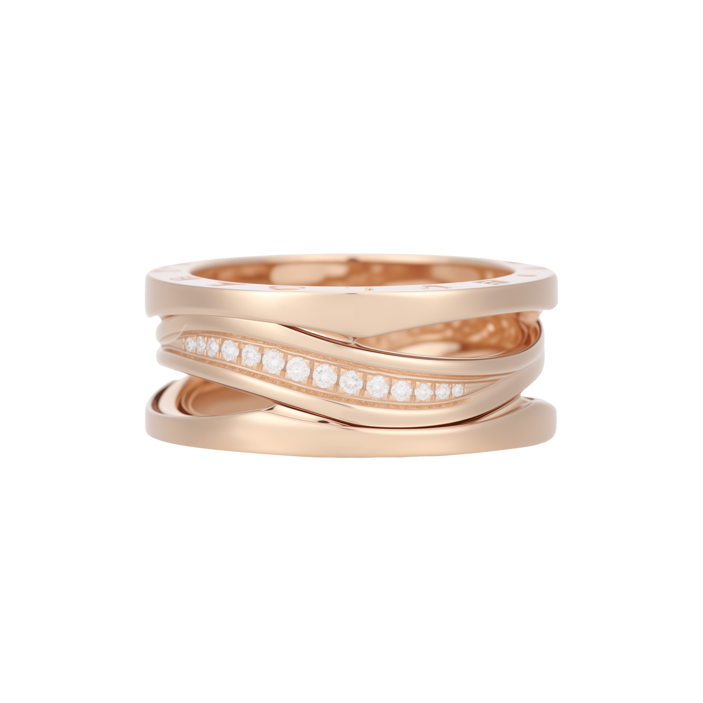 BVLGARI Pre Owned 2010s 18kt Rose Gold B.Zero1 Diamond Ring