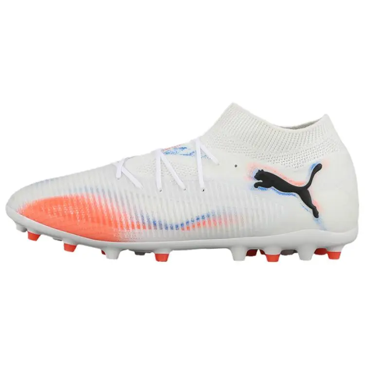 PUMA FUTURE 8 MG Multi Ground Artificial Turf, Natural Grass Soccer Shoes Unisex White Red