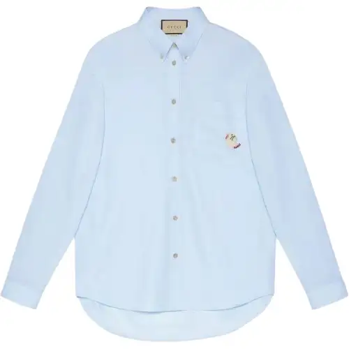 GUCCI Shirts Men's Light Blue Lapel Moderate