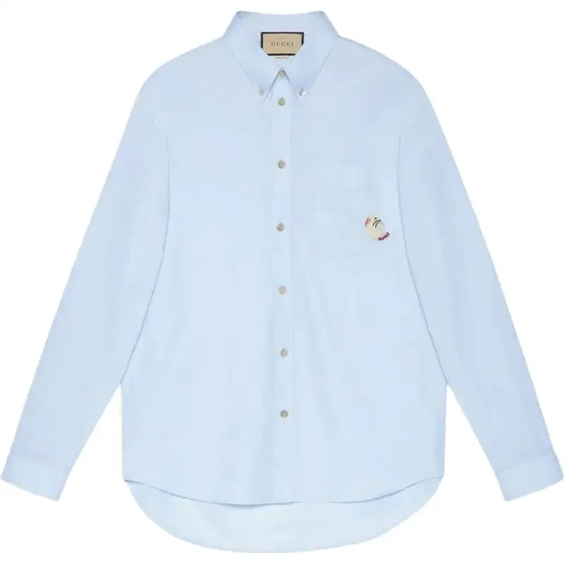 GUCCI Shirts Men's Light Blue Lapel Moderate
