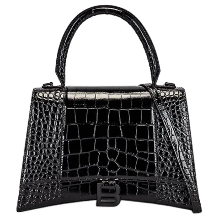 Balenciaga Hourglass Leather Shoulder Bag Medium Women's Black