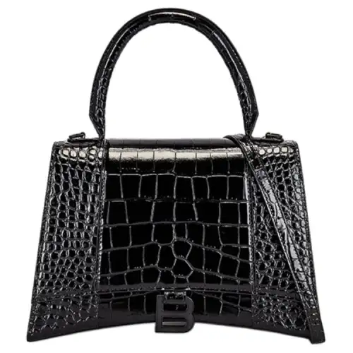 Balenciaga Hourglass Leather Shoulder Bag Medium Women's Black