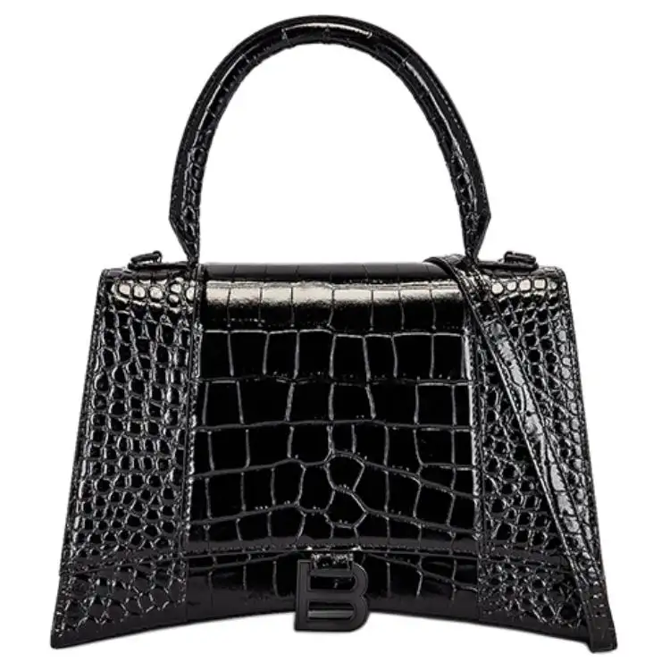 Balenciaga Hourglass Leather Shoulder Bag Medium Women's Black