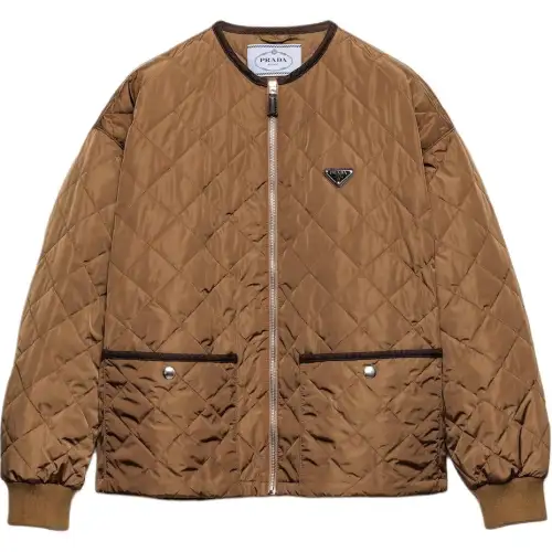 PRADA Jackets Women's Cork Beige Crew Neck Moderate Other