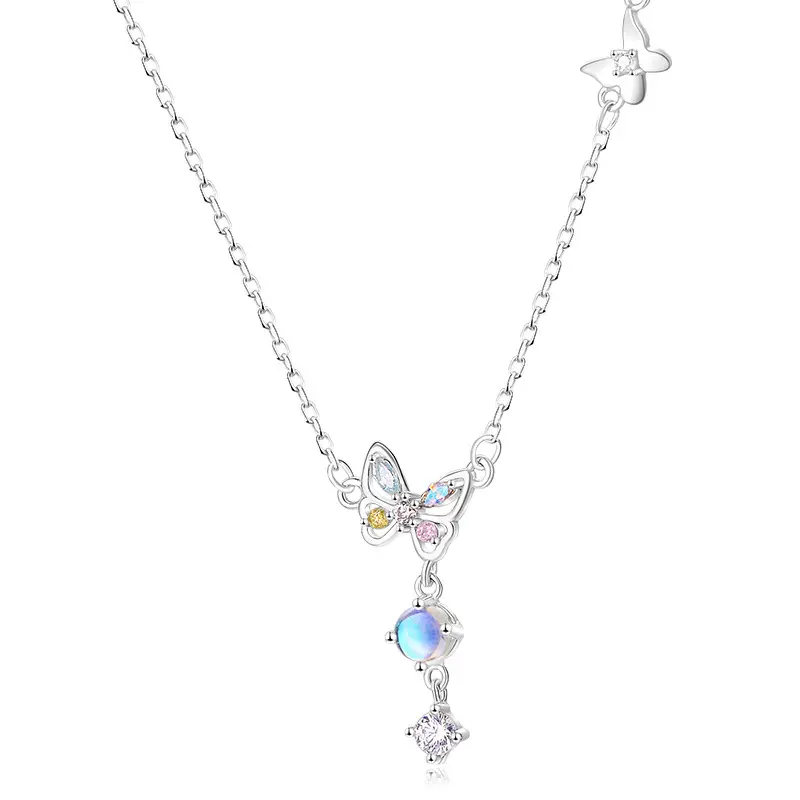 MISS TOOYA 999 Silver Zircon Necklaces Unisex