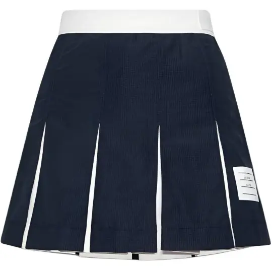 THOM BROWNE Tom Brown однотонная короткая мини-повседневная юбка в студенческом стиле на пуговицах женская темно-синяя