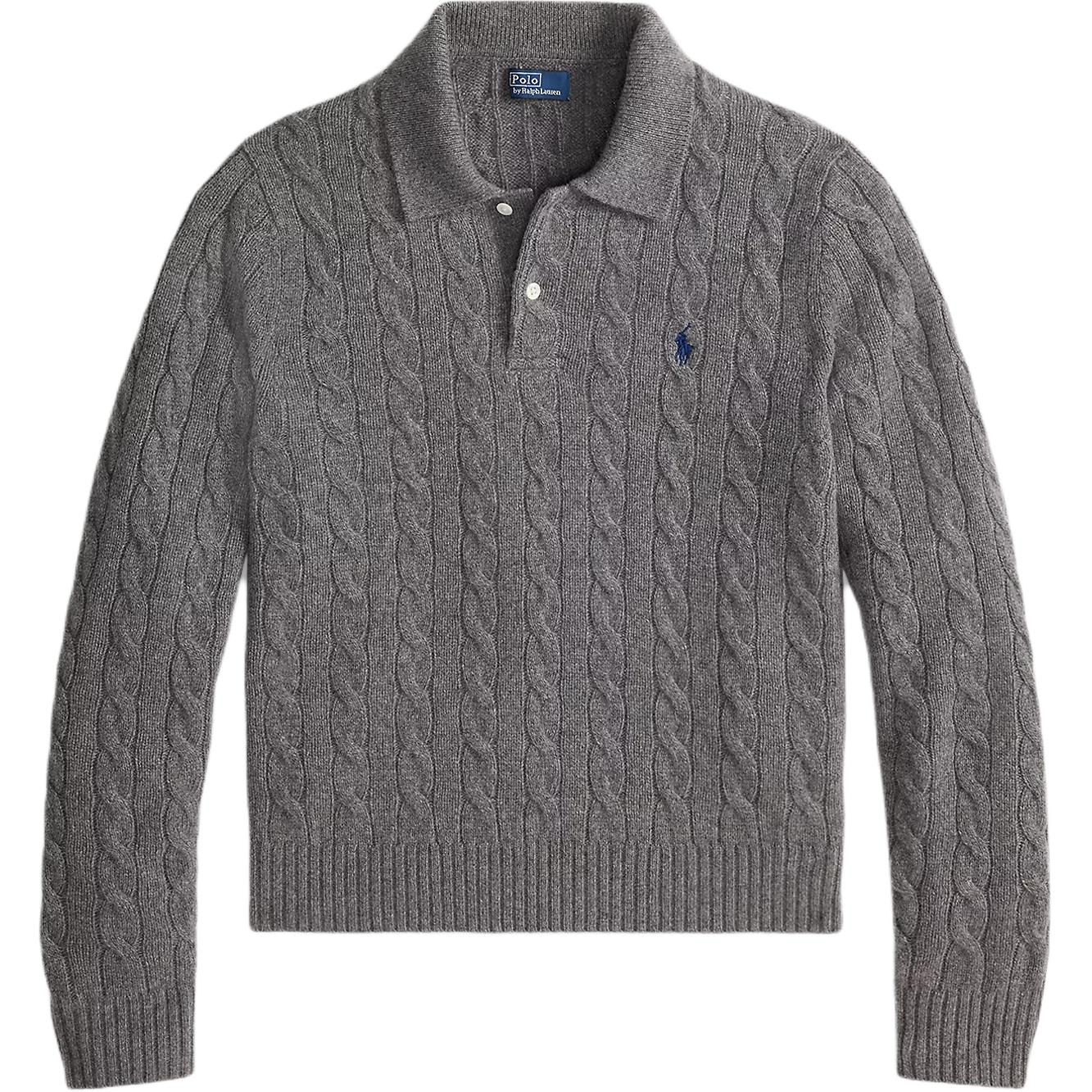 Polo Ralph Lauren Woolen cashmere pony, knitted long-sleeve, flannel sweater, with embroidery, with your logo imprint, print, polo collar, loose straight fit