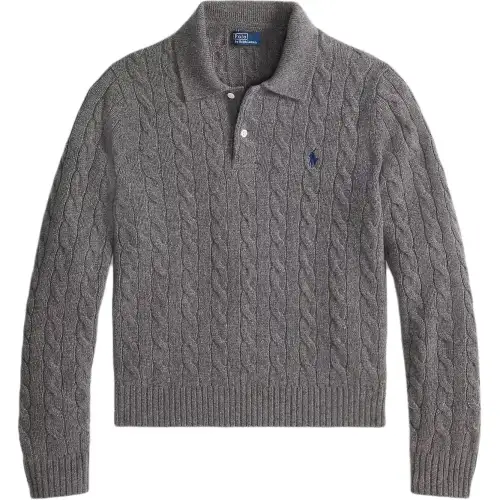 Polo Ralph Lauren Woolen cashmere pony, knitted long-sleeve, flannel sweater, with embroidery, with your logo imprint, print, polo collar, loose straight fit