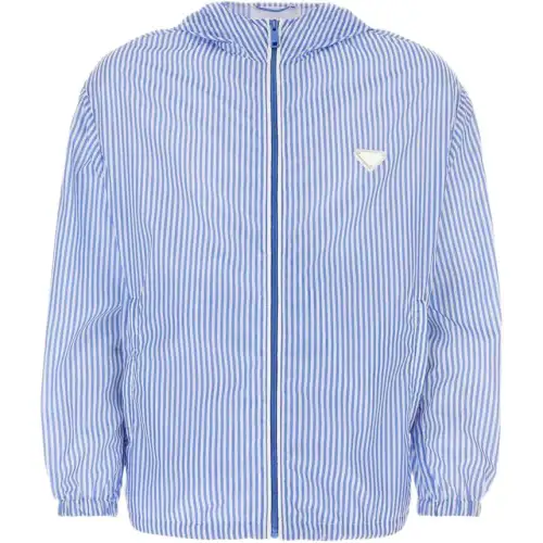 Prada striped hooded windbreaker