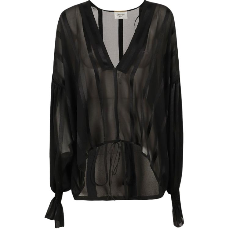 SAINT LAURENT Shirts Women's Black V Neck Moderate Other