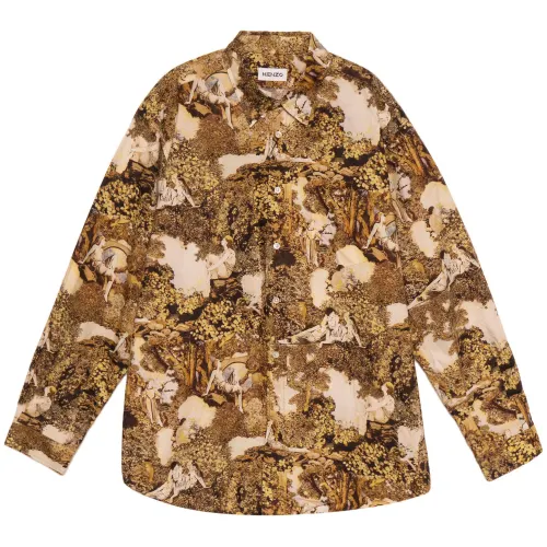 KENZO Shirts Men's Yellow Lapel Moderate Other