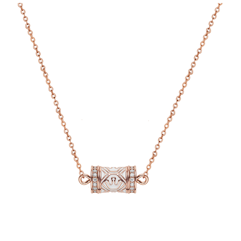 Disney, small design universal retro golden chain, synthesized gift box, brass necklace, light luxury style, diamond encrusted, pink gold, silver 925 sample