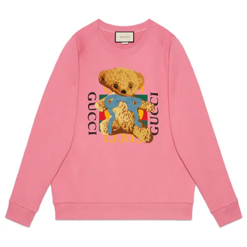 GUCCI Sweatshirts Women's Pink Crew Neck Moderate Regular