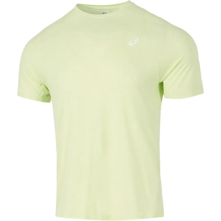 ASICS T-Shirts Men's Yellow Green Crew Neck Moderate Straight Fit
