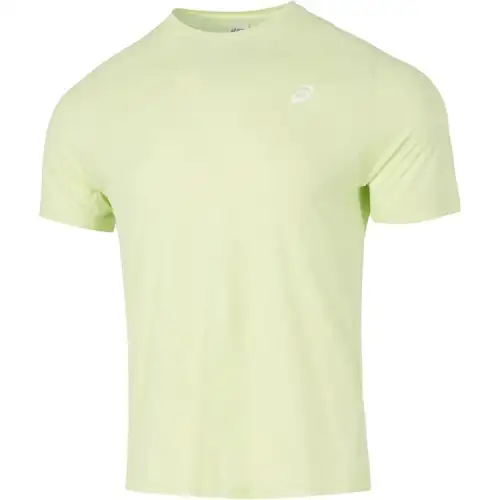 ASICS T Shirts Men's Yellow Green Crew Neck Moderate Straight Fit