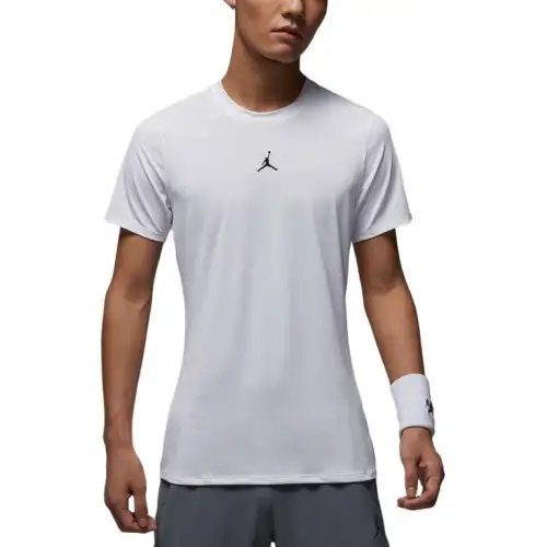 Jordan Sport T Shirts Men's White/Black Crew Neck Moderate