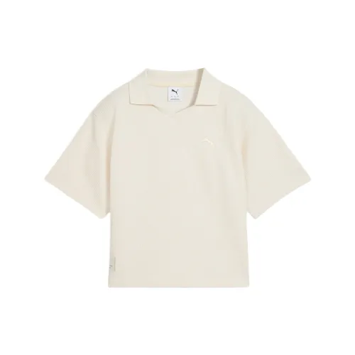 PUMA Pack T Shirts Women's Ecru Lapel Moderate