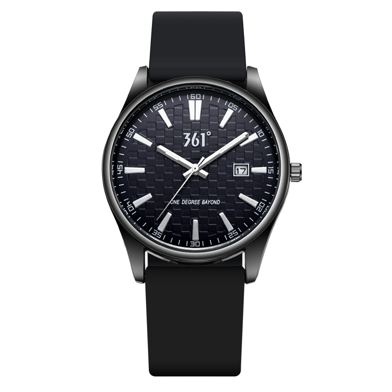 361° Quartz fashionable retro calendar, silicone watch strap for men and women, black waterproof dial, simple and elegant design, for teenagers, quartz mechanism