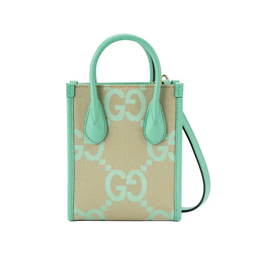 GUCCI Canvas With Leather Tote Bag, Shopping Bag, Canvas Bag, Shoulder Bag, Crossbody Bag, Handbag Mini Women's