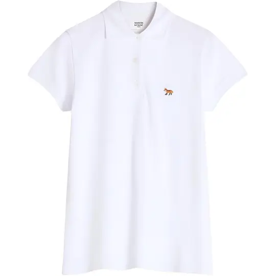 Maison Kitsune Однотонная рубашка-поло с короткими рукавами и логотипом Женская, белая