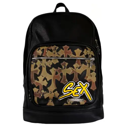 Chrome Hearts Litchi Grain Leather Backpack Unisex Black