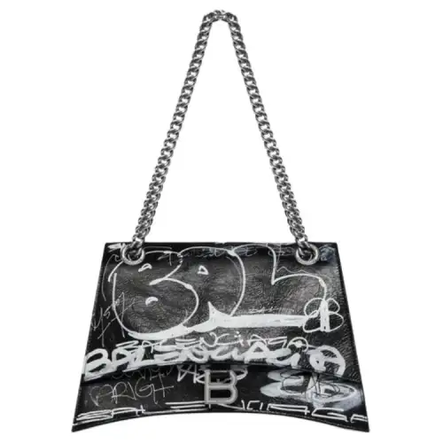Balenciaga Crush Lambskin Portable Crossbody Bag, Shoulder Bag Medium Women's Black