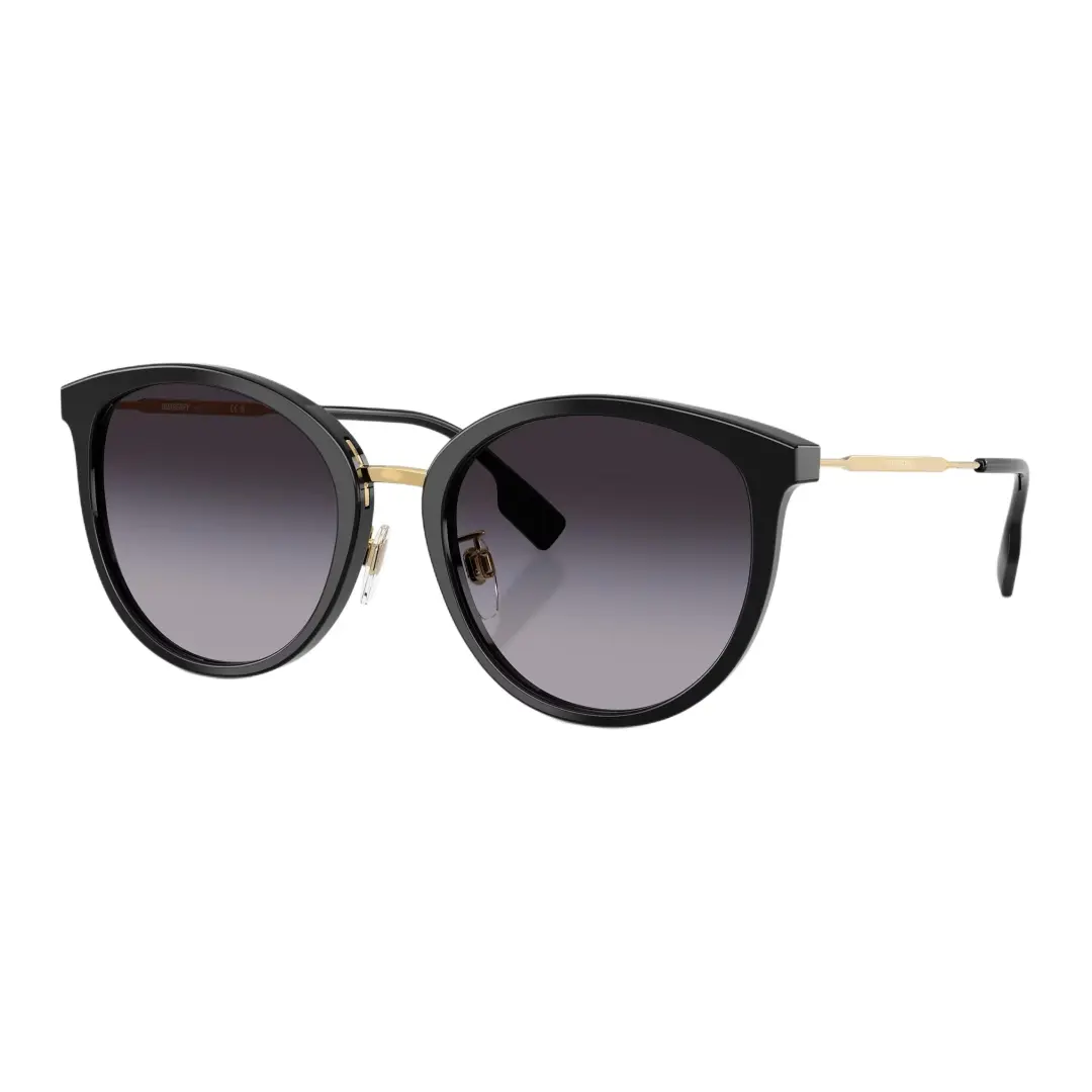 Burberry Plate Frame Round Sunglasses Women's Black