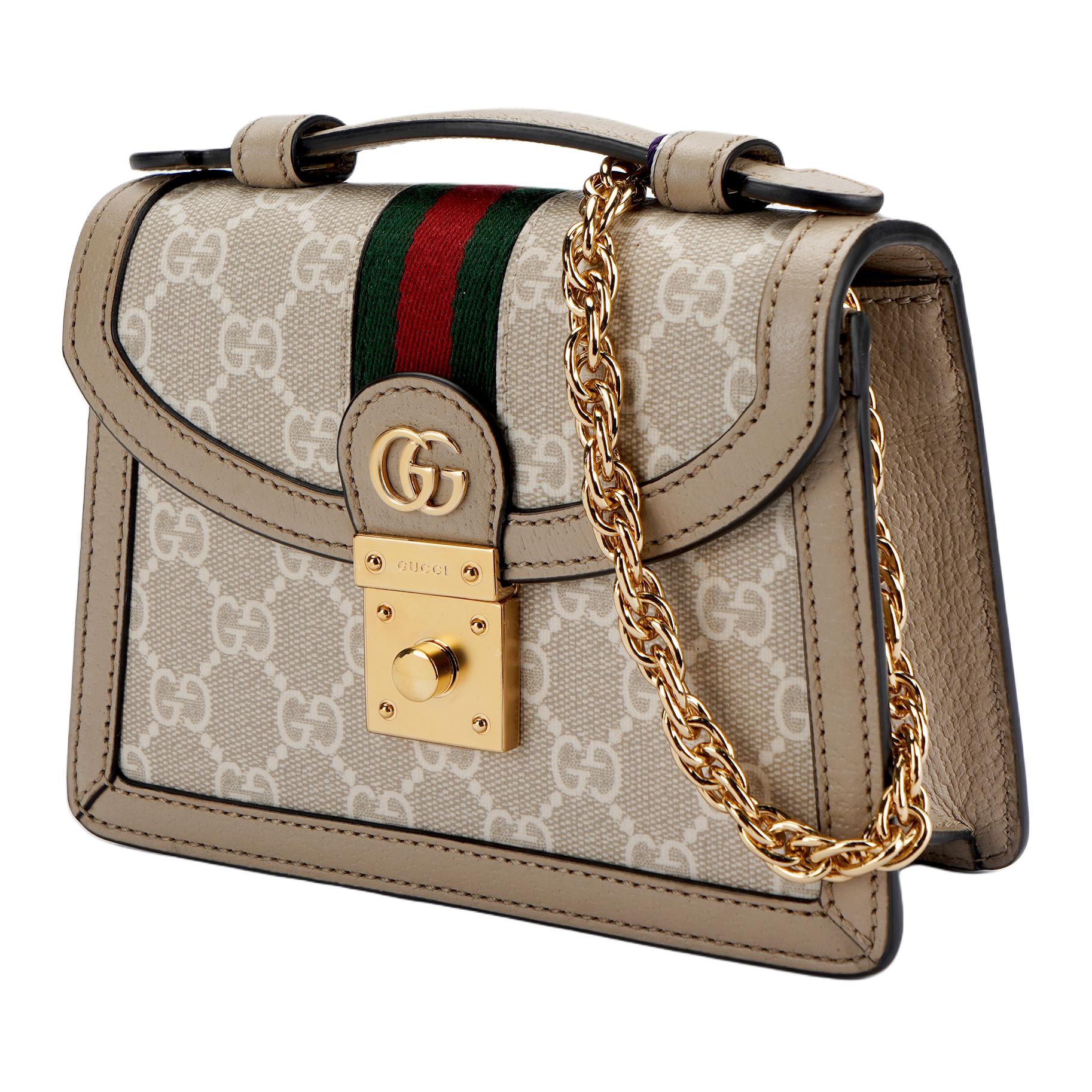 Женская сумка Gucci (бежево-белая) — фото 2