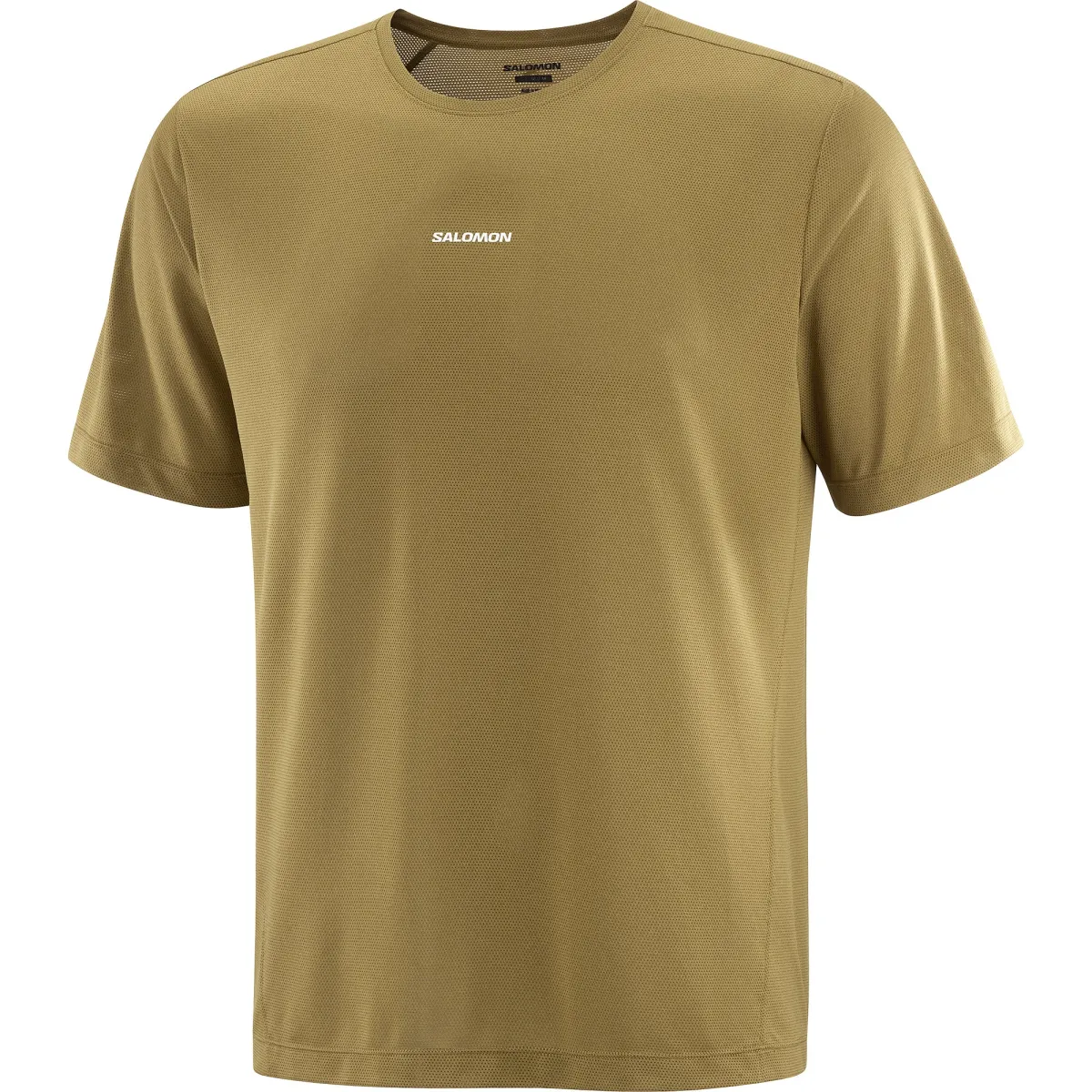 SALOMON T-Shirts Men's Olive Green Crew Neck Moderate