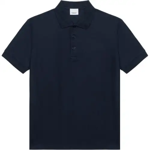 Burberry Polo Shirts Men's Marine Blue Polo Collar Moderate Straight Fit