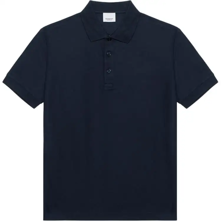 Burberry Polo Shirts Men's Marine Blue Polo Collar Moderate Straight Fit
