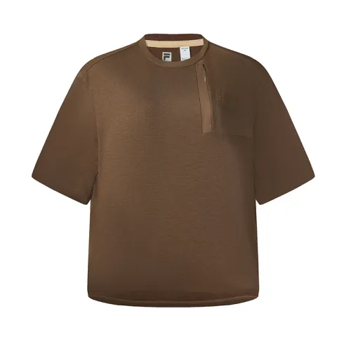FILA Explorer T Shirts Women's Camel Thorn Brown BN Crew Neck Moderate Other